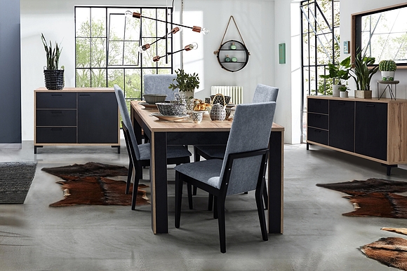 Dining table set «Blackwood П556.12» + «Bruno/S П621/S»