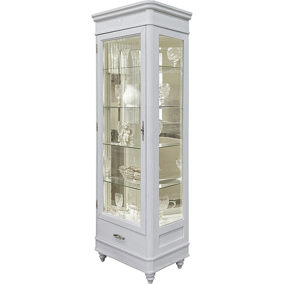 Шкаф с витриной «Юстина 2371-01» БМ690, Цвет: Молоко