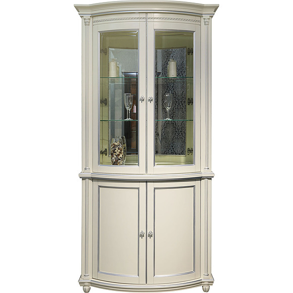 Шкаф с витриной «Валенсия 2з» П244.15, Цвет: Античная темпера с серебром