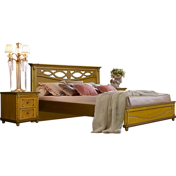 Кровать двойная «Валенсия», Цвет: Янтарь, Спальное место: 2000x1600 мм, Размер: 2131х1794х1031 мм