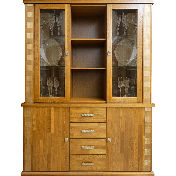 Шкаф комбинированный «Тунис» П343.06Ш, Цвет: дуб рустикаль с золочением