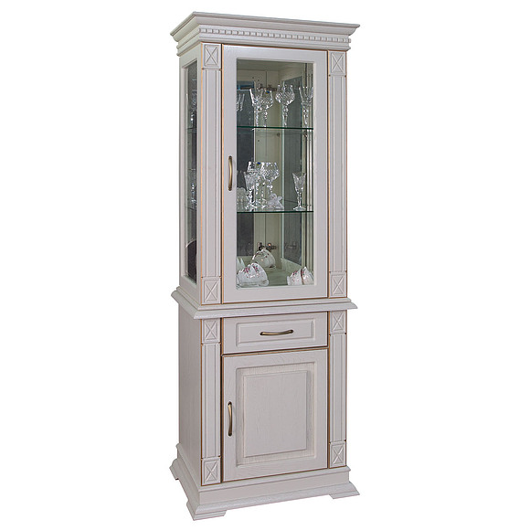 Шкаф комбинированный «Верди Люкс 1з» П487.34, Цвет: Слоновая кость с золочением