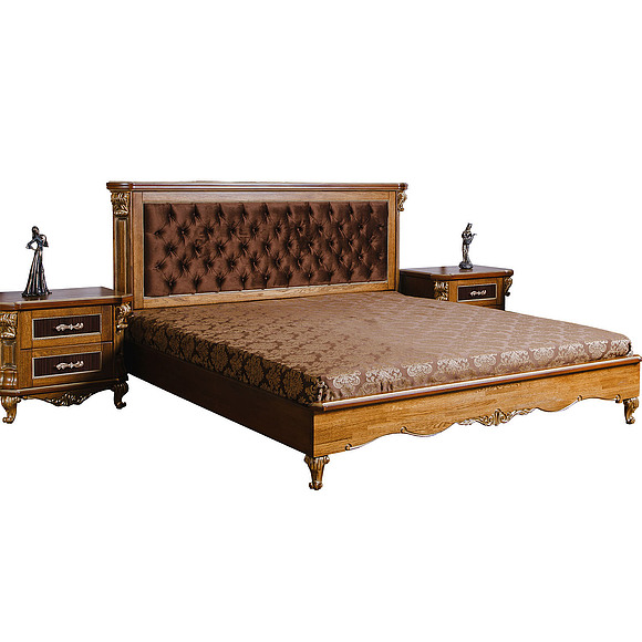 Кровать двойная «Альба» , Цвет: Палисандр с золочением, Спальное место: 2000x1600 мм, Размер: 2145x1800x1170 мм