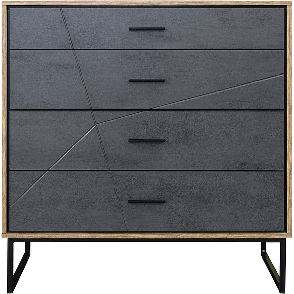 Комод «Лайн» П620.11, Цвет: Камень серый/Дуб вотан/Чёрный