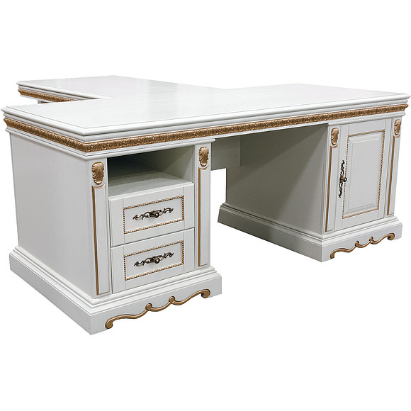 Стол «Милана 2П» П396.02, Цвет: Слоновая кость с золочением