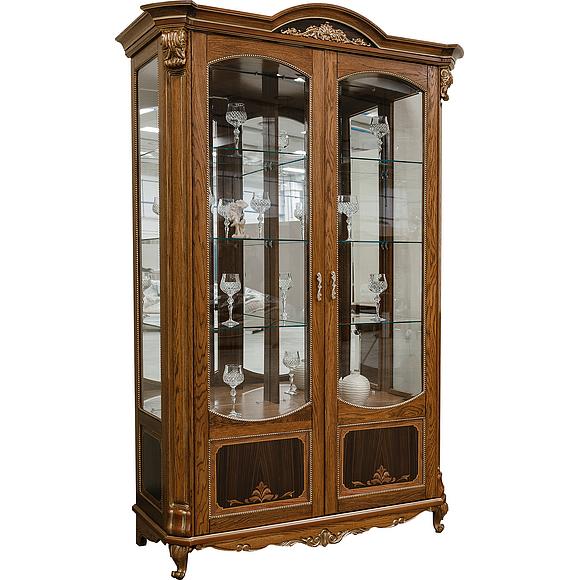 Шкаф с витриной «Альба 5» П485.05, Цвет: Палисандр с золочением