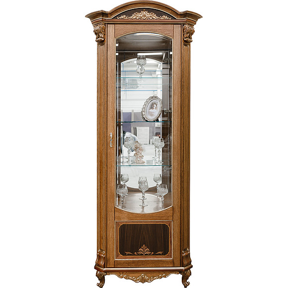 Шкаф с витриной «Альба 8» П485.08, Цвет: Палисандр с золочением