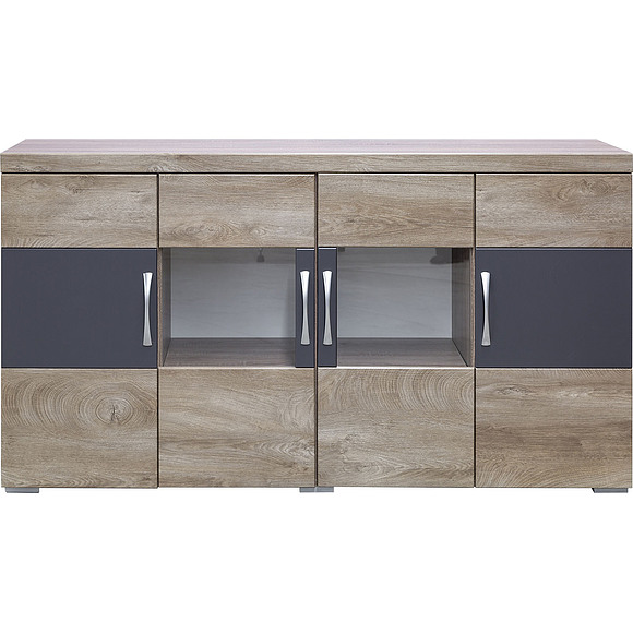 Комод «Амаранти» П563.08, Цвет: Дуб тобакко синхро + Шагрень графит