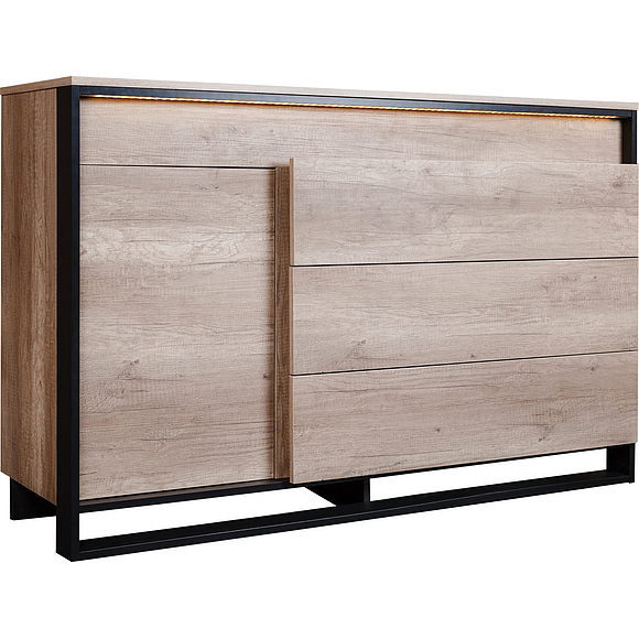 Комод «Каньон» П561.01, Материал: каркас с подсветкой, Цвет: Дуб Каньон+чёрный