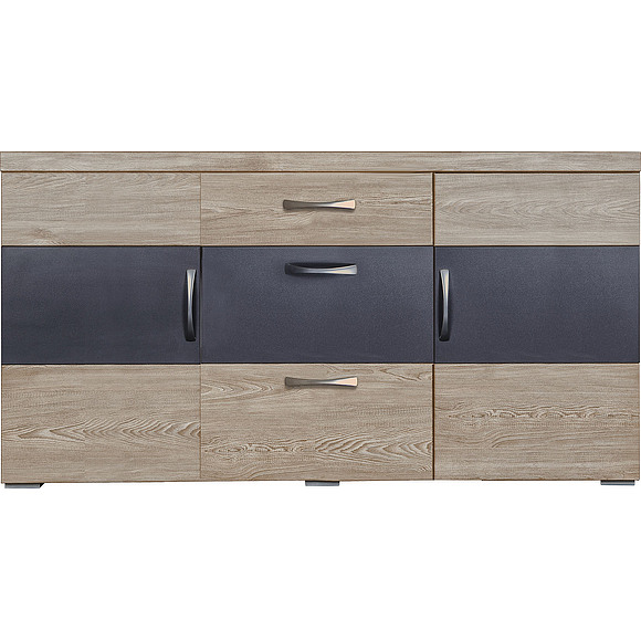 Комод «Амаранти» П563.09, Цвет: Дуб тобакко синхро + Шагрень графит