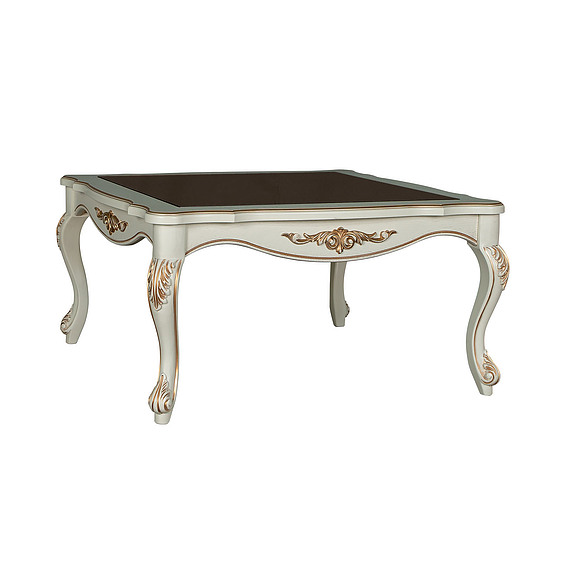 Стол журнальный «Алези 06» П354.08, Цвет: Слоновая кость с золочением