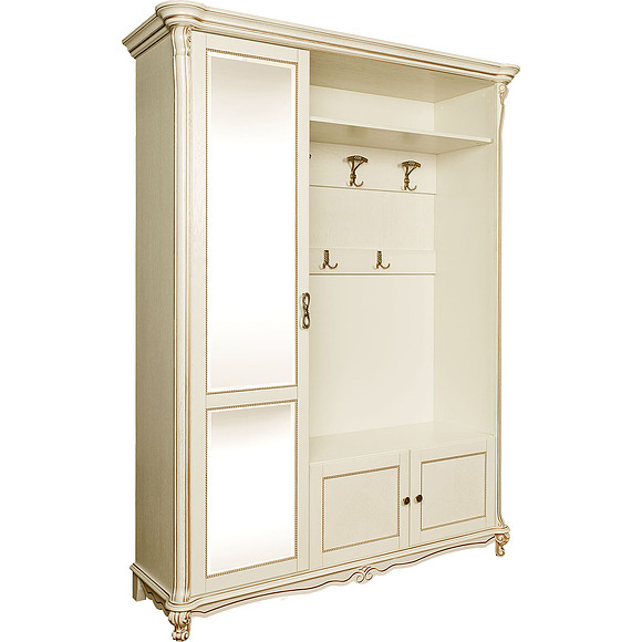 Шкаф комбинированный «Алези 1з» П540.01з (П540.01з-01), Цвет: Слоновая кость с золочением