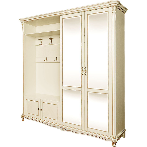 Шкаф комбинированный «Алези 22з» П540.22з-01, Цвет: Слоновая кость с золочением