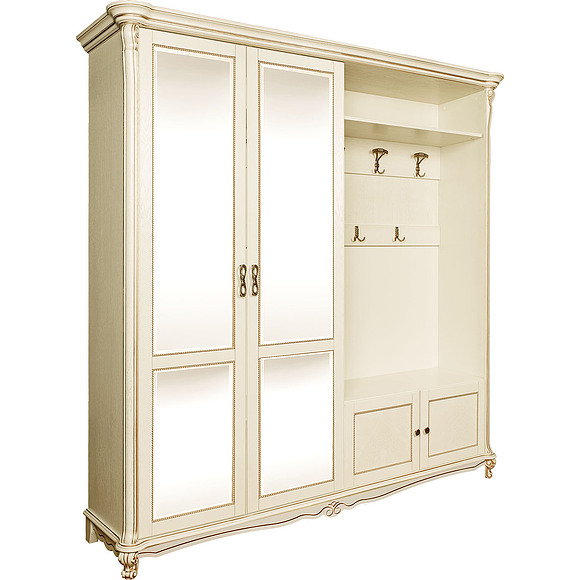 Шкаф комбинированный «Алези 22з» П540.22з, Цвет: Слоновая кость с золочением