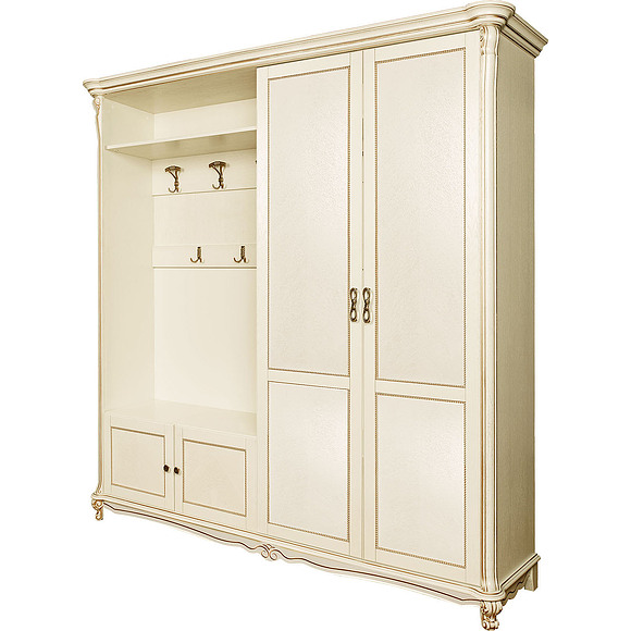 Шкаф комбинированный «Алези 2» П540.02 (П540.02-01), Цвет: Слоновая кость с золочением (Alezi_2_P540-02-01.jpg) Шкаф комбинированный «Алези 2» П540.02 (П540.02-01), Цвет: Слоновая кость с золочением