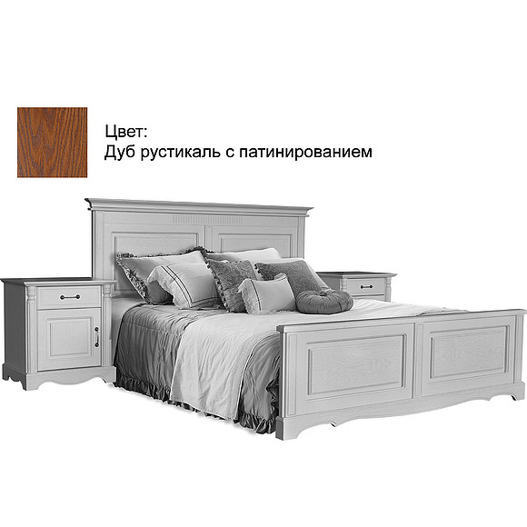 Кровать двойная 2-16 «Бланш 2275» БМ751, Цвет: Дуб рустикаль с патинированием