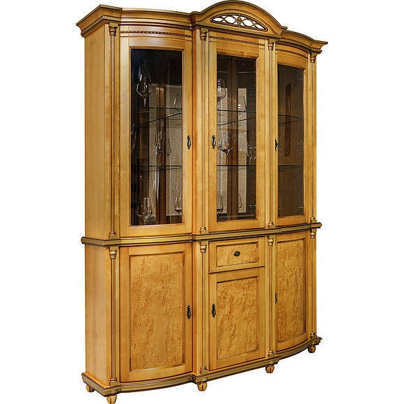 Шкаф с витриной «Валенсия 3з» П244.11, Цвет: Янтарь