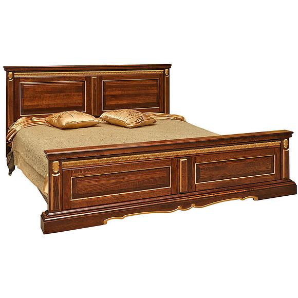 Кровать двойная «Милана» высокое изножье, Цвет: Черешня с золочением, Механизм трансформации: без механизма, Спальное место: 2000x1600 мм, Размер: 2187x1772x1035 мм