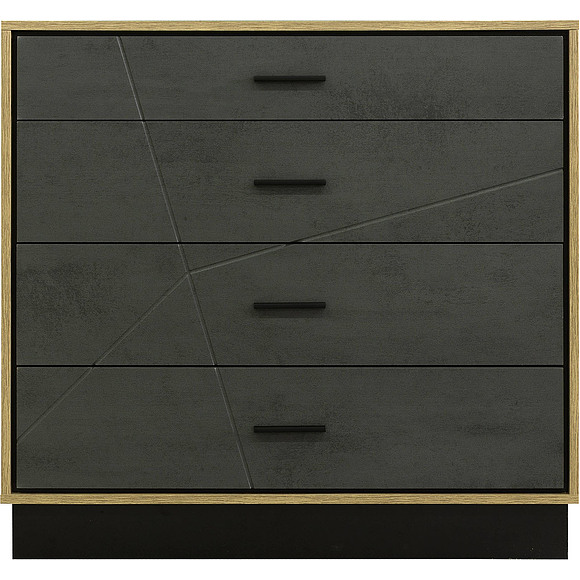 Комод «Лайн» П620.02, Цвет: Камень серый/Дуб вотан/Чёрный