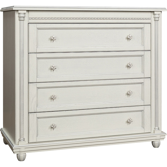 Комод «Валенсия Д» П568.30, Материал: массив дуба, Цвет: Слоновая кость с серебром