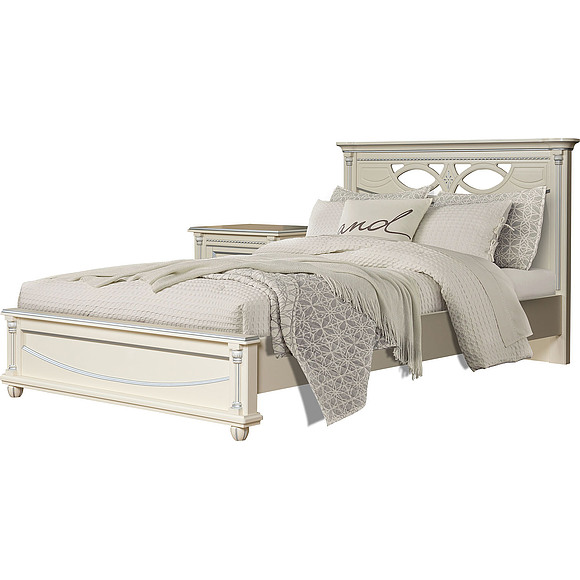 Кровать одинарная «Валенсия», Цвет: Античная темпера с серебром, Спальное место: 2000x1200 мм, Размер: 2131х1394х1031 мм