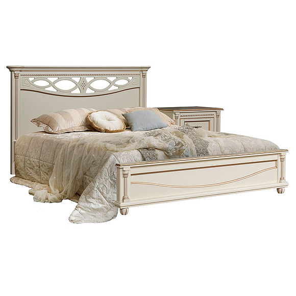 Кровать двойная «Валенсия», Цвет: Античная бронза с золочением, Спальное место: 2000x1400 мм, Размер: 2131х1594х1031 мм