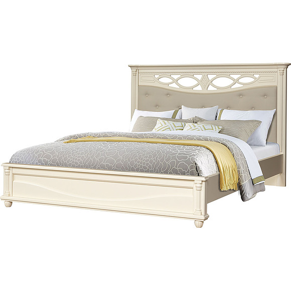 Кровать двойная «Валенсия» с мягким изголовьем, Цвет: Античная темпера, Спальное место: 2000x1600 мм