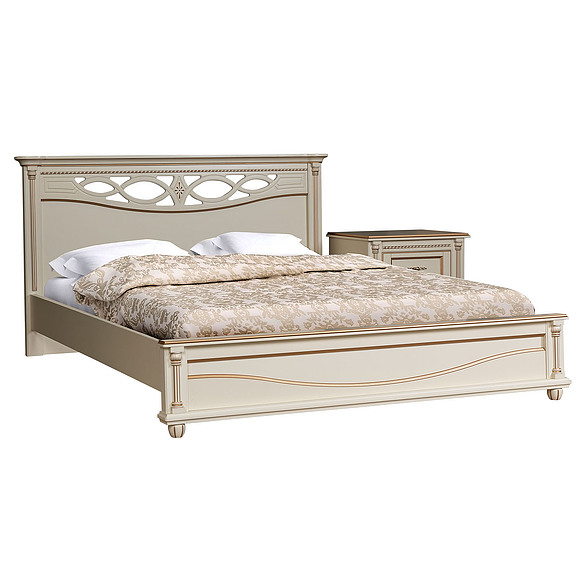 Кровать двойная «Валенсия», Цвет: Античная бронза с золочением, Спальное место: 2000x1600 мм, Размер: 2131х1794х1031 мм