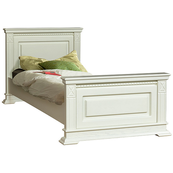 Кровать одинарная «Верди Люкс» с высоким изножьем, Цвет: Слоновая кость, Механизм трансформации: без механизма, Спальное место: 2000x800 мм, Размер: 2187x974x851 мм