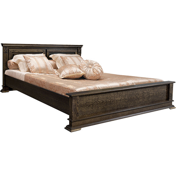 Кровать двойная «Верди Люкс» с низким изножьем, Цвет: Табак, Механизм трансформации: без механизма, Спальное место: 2000x1600 мм, Размер: 2187x1774x851 мм