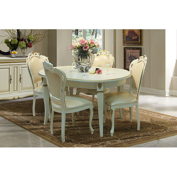 Стол «Милана 10А» П313.08, Цвет: Слоновая кость с золочением