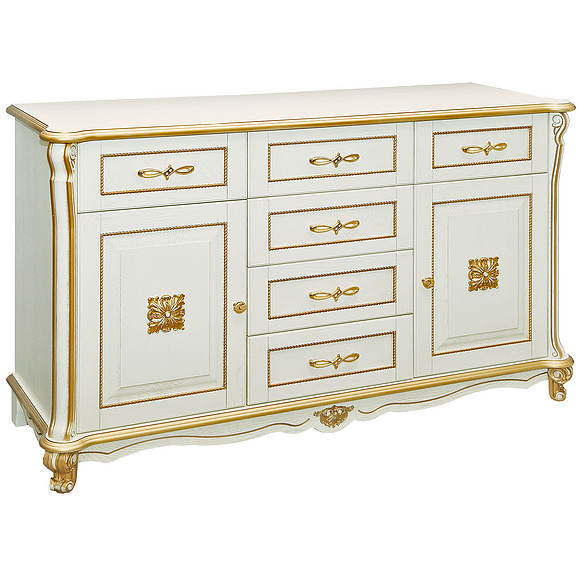 Тумба «Алези 3 Люкс» П350.03л, Цвет: Слоновая кость с золочением