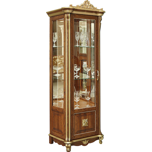 Шкаф с витриной «Алези 8 Люкс» П350.08-01л, Цвет: Античная бронза с золочением