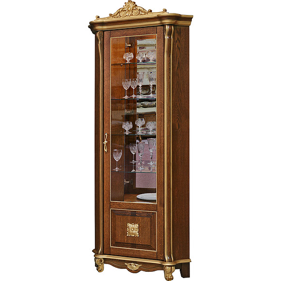 Шкаф с витриной «Алези 10 Люкс» П350.13л, Цвет: Античная бронза с золочением