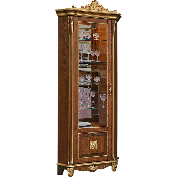 Шкаф с витриной «Алези 10 Люкс» П350.13-01л, Цвет: Античная бронза с золочением