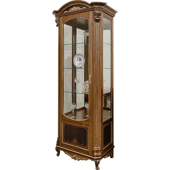 Шкаф с витриной «Альба 8» П485.08-01, Цвет: Палисандр с золочением