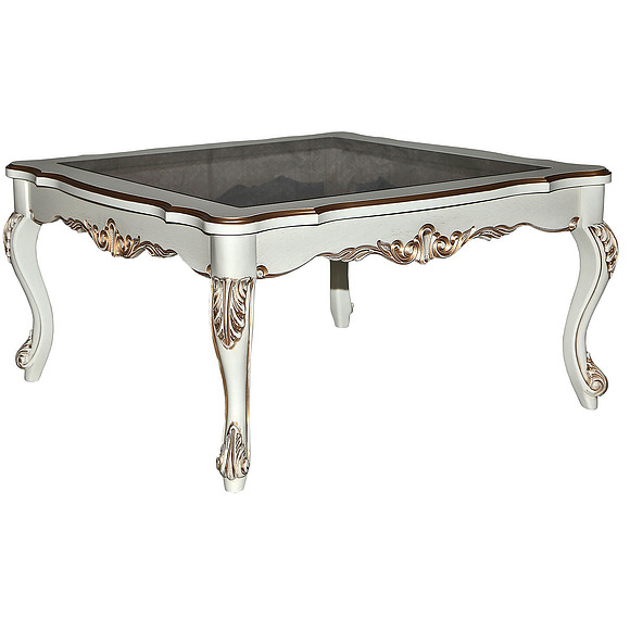 Стол журнальный «Альба 01» П497.01, Цвет: Слоновая кость с золочением