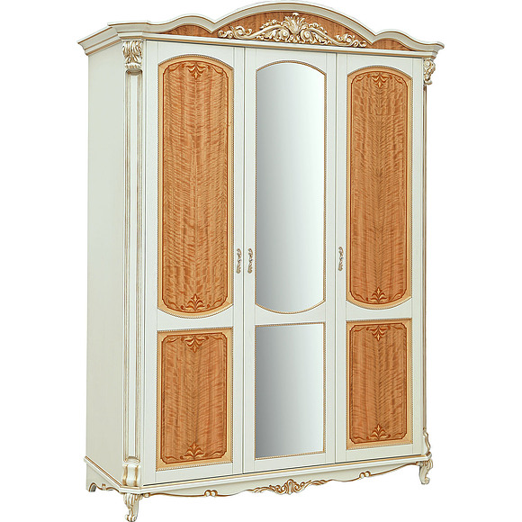 Шкаф «Альба 01к» П524.01к, Цвет: Слоновая кость с золочением