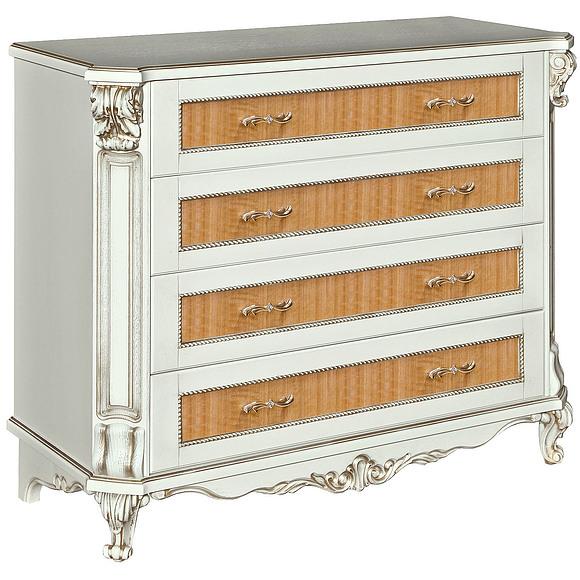 Комод «Альба 11с» П524.11с, Цвет: Слоновая кость с золочением