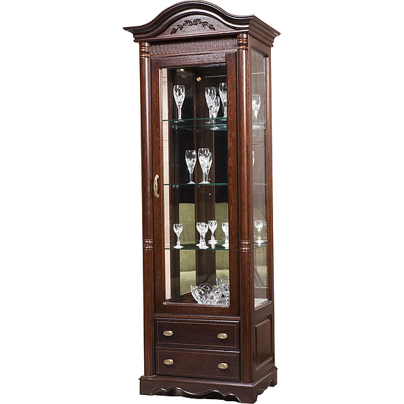 Шкаф с витриной «Паола 2102» БМ670, Цвет: Горячий шоколад
