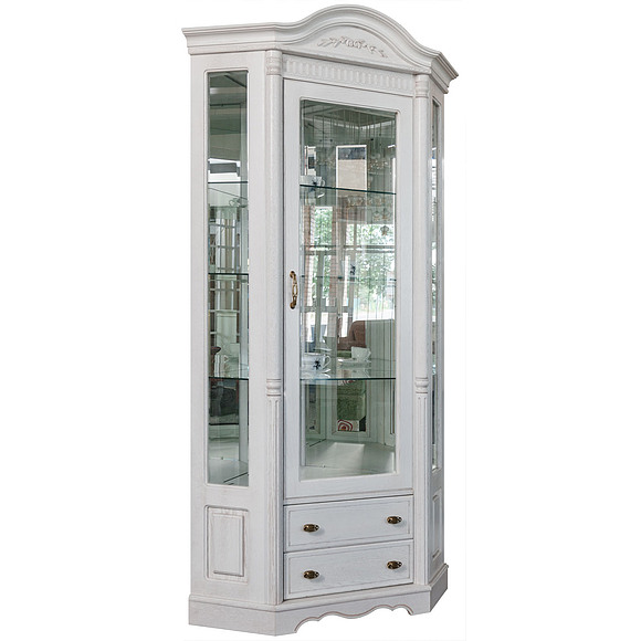 Шкаф с витриной угловой «Паола 2115» БМ670, Цвет: Розовый пепел