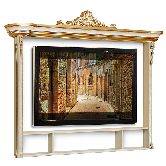 Полка «Алези 1 Люкс» П350.21л, Цвет: Слоновая кость с золочением