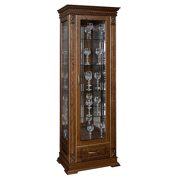 Шкаф с витриной «Верди Люкс 1з» П487.11з, Цвет: Черешня с золочением