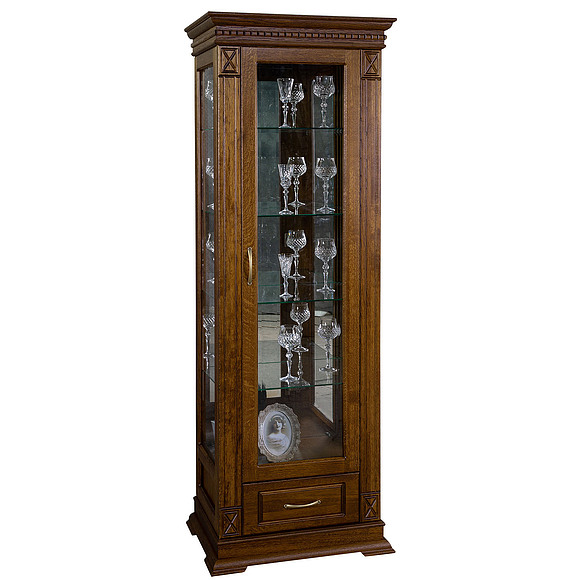 Шкаф с витриной «Верди Люкс 1з» П487.11з, Цвет: Черешня