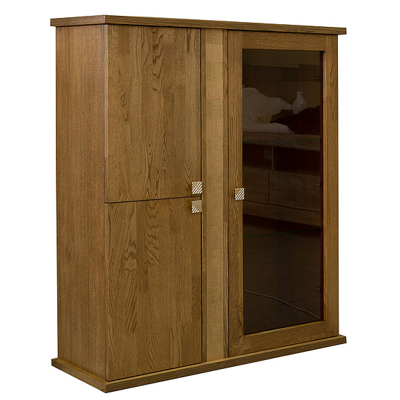 Шкаф комбинированный навесной «Тунис» П343.28Ш, Цвет: дуб рустикаль с золочением