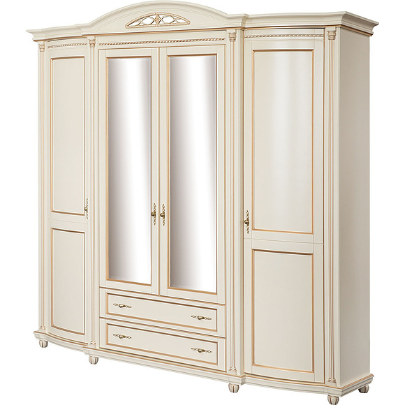 Шкаф для одежды «Валенсия 4» П254.11, Цвет: Античная темпера с золотом