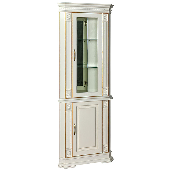 Шкаф комбинированный «Верди Люкс 1/1уз» П487.23з, Цвет: Слоновая кость с золочением