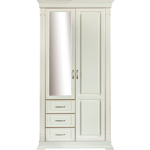 Шкаф комбинированный для прихожей «Верди Люкс» П433.12Z, Цвет: Слоновая кость с золочением