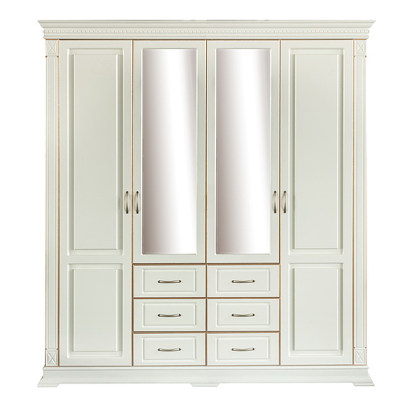 Шкаф «Верди Люкс» П434.01, Цвет: Слоновая кость с золочением