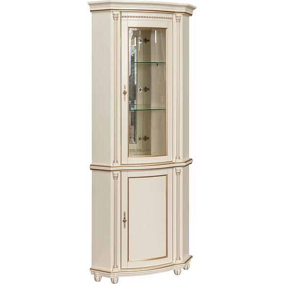 Шкаф с витриной «Валенсия 1уз» П244.13, Цвет: Античная темпера с золотом